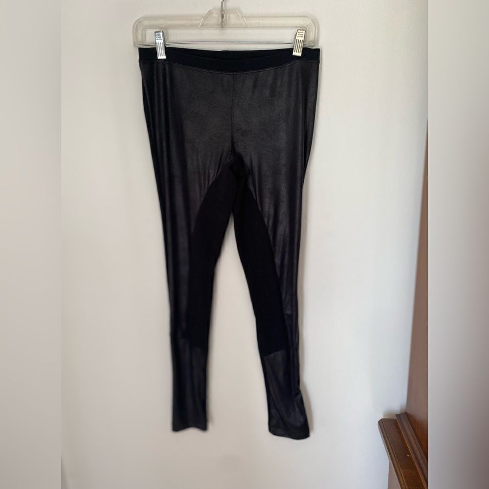 Express Sexy Stretch Faux Leather Front Leggings Small Black